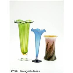 THREE AMERICAN ART GLASS VASES RLundberg Studios 
