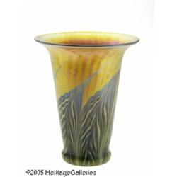 AN AMERICAN IRIDESCENT GOLD ART GLASS VASE RLundb