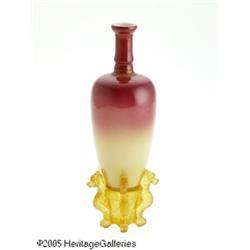AN AMERICAN PEACH BLOW GLASS VASE RHobbs, Brockun
