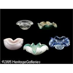 FIVE ITALIAN GLASS TRAYS Rprobably Murano, c.1960