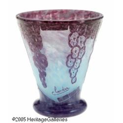 A FRENCH OVERLAID AND ETCHED GLASS VASE RCharles 
