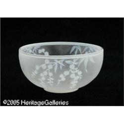 AN ENGLISH OVERLAID AND ETCHED GLASS BOWL RThomas