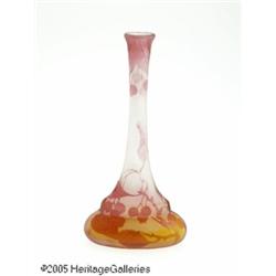 A FRENCH OVERLAID AND ETCHED GLASS STICK VASE RGa