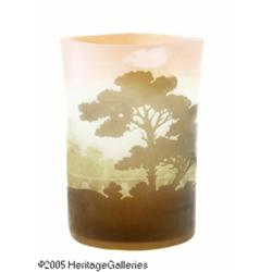 A FRENCH OVERLAID AND ETCHED GLASS VASE REmille G