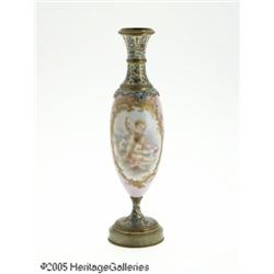 A FRENCH CHAMPLEVE-MOUNTED PORCELAIN VASE RMaker 