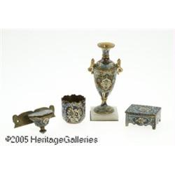 FOUR ASIAN CHAMPLEVE ITEMS RMakers unknown, c.192