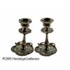 Image 1 : A PAIR OF CHAMPLEVE ENAMEL CANDLESTICKS Rc.1890 R