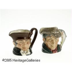 TWO ENGLISH PORCELAIN TOBY MUG CREAMERS RRoyal Do
