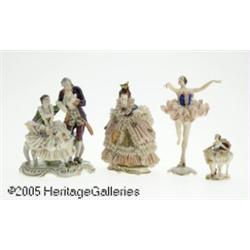 FOUR CONTINENTAL PORCELAIN FIGURINES Rpossibly Dr