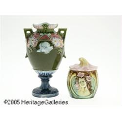 TWO ART NOUVEAU CERAMIC ITEMS RMakers unknown, c.