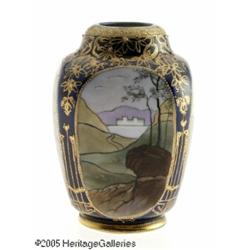A JAPANESE PORCELAIN HAND-PAINTED VASE RNippon, c