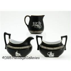 TWO CONTINENTAL PORCELAIN CREAMERS AND SUGAR RRoy