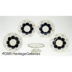A GERMAN COMPOTE AND FOUR SAUCERS RMeissen, Twent
