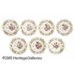 SIX GERMAN PORCELAIN PLATES AND A CHARGER RDresde