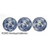 Image 1 : THREE ORIENTAL FLOW BLUE PLATES RMaker unknown, c