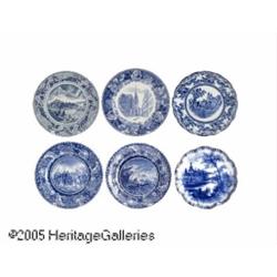 SIX FLOW BLUE PLATES RVarious makers, c.1890 R RT