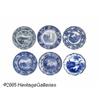 Image 1 : SIX FLOW BLUE PLATES RVarious makers, c.1890 R RT