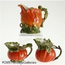 THREE GERMAN CERAMIC CREAMERS RRoyal Bayreuth, c.