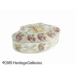 A GERMAN 'ROSE TAPESTRY' CERAMIC COVERED BOX RRoy