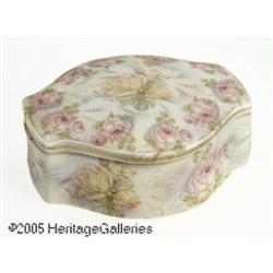 A GERMAN 'ROSE TAPESTRY' CERAMIC BOX RRoyal Bayre