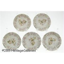 A SET OF FIVE GERMAN 'ROSE TAPESTRY' PORCELAIN PL