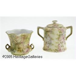 A GERMAN 'ROSE TAPESTRY' CERAMIC VASE AND COVERED