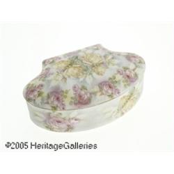 A GERMAN 'ROSE TAPESTRY' CERAMIC COVERED BOX RRoy