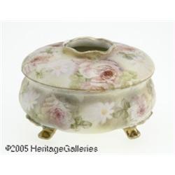 A GERMAN 'ROSE TAPESTRY' CERAMIC HAIR RECEIVER RR