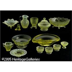 A COLLECTION OF AMERICAN VASELINE GLASS ITEMS RVa