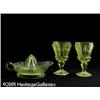 Image 1 : A PAIR OF AMERICAN VASELINE GLASS GOBLETS AND JUI