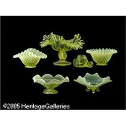 SIX AMERICAN VASELINE GLASS ITEMS RMakers unknown
