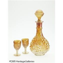 AN AMERICAN CARNIVAL GLASS 'IMPERIAL GRAPE' DECAN