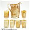 Image 1 : AN AMERICAN 'MAPLE LEAF' CARNIVAL GLASS WATER SET