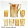 Image 2 : AN AMERICAN 'MAPLE LEAF' CARNIVAL GLASS WATER SET