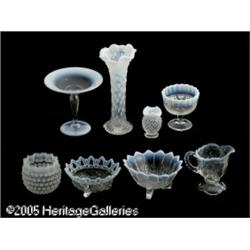 A GROUP OF AMERICAN WHITE OPALESCENT GLASS ITEMS 