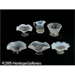 SIX WHITE OPALESCENT GLASS ITEMS RVarious makers,
