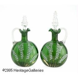 A PAIR OF ENGLISH ENAMELED AND GILDED GLASS CLARE