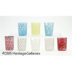 EIGHT OPALESCENT GLASS TUMBLERS RVarious makers, 