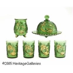A SET OF AMERICAN CROESUS IMPERIAL GREEN PRESSED 