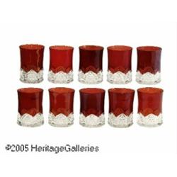 A SET OF TEN RUBY CUT GLASS TUMBLERS RMaker unkno