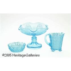 THREE AMERICAN PRESSED GLASS ITEMS RMakers unknow