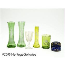 A GROUP OF ENAMELED GLASS ITEMS RVarious makers, 