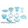 Image 1 : TEN AMERICAN BLUE AND OPALESCENT GLASS SERVING PI