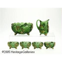 A SET OF SIX AMERICAN CROESUS IMPERIAL GREEN GLAS