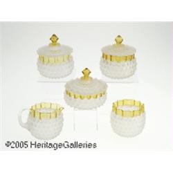 FIVE AMERICAN 'FRANCESWARE' GLASS ITEMS RHobbs, B
