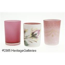 THREE AMERICAN CASED GLASS TUMBLERS RMaker unknow