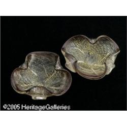 A PAIR OF ITALIAN SPANGLED GLASS BOWLS RMaker unk
