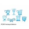 Image 1 : SEVEN BLUE OPALESCENT GLASS SERVING PIECES RNorth