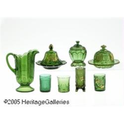 ELEVEN PIECES OF AMERICAN GREEN GLASSVarious make
