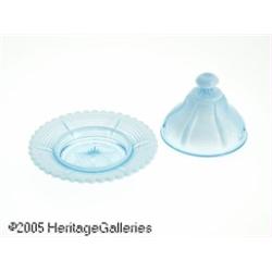 TWO AMERICAN OPALESCENT 'DRAPE' LIDDED GLASS BOWL